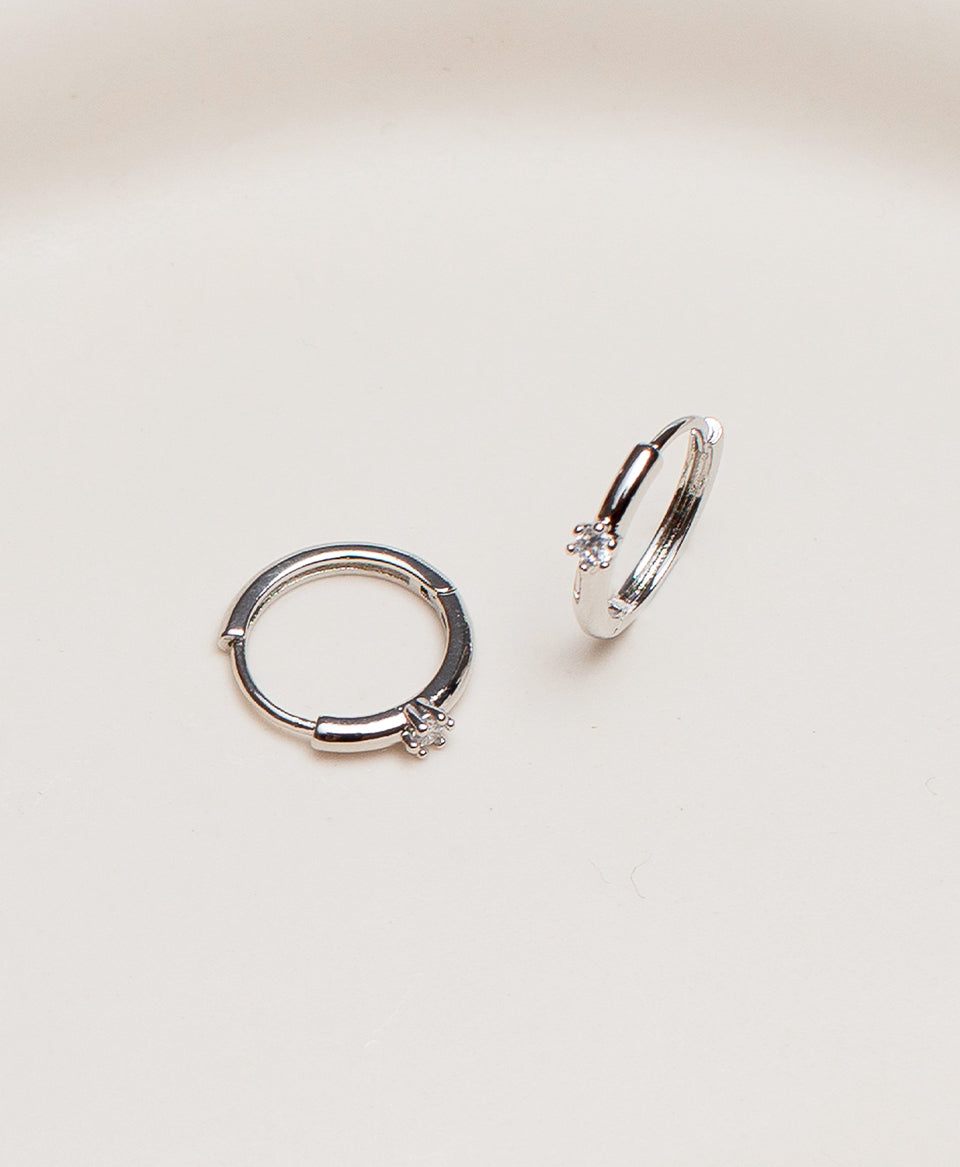 Elise Mini Hoop Earrings / Silver