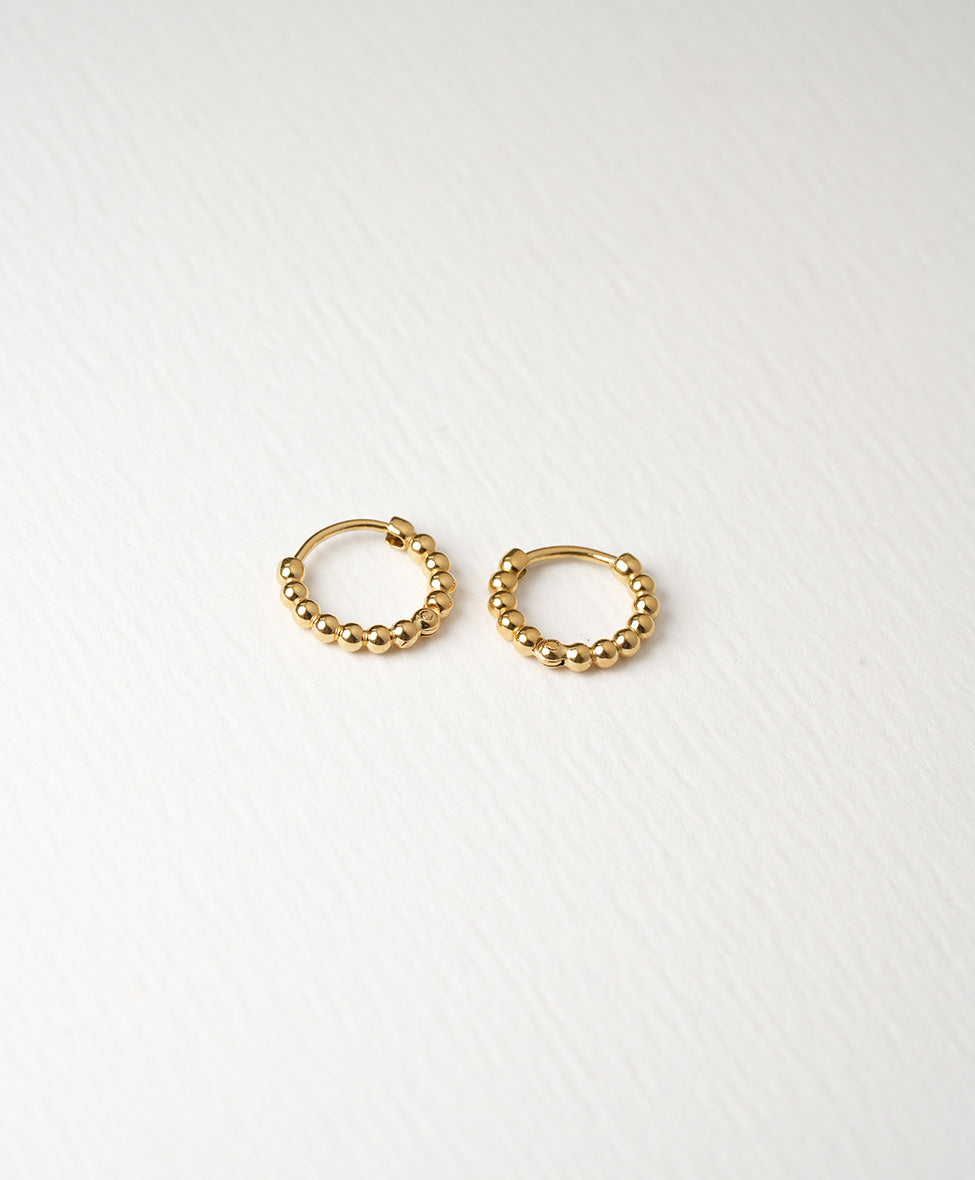 Micro Beaded Hoops /SS/ Gold