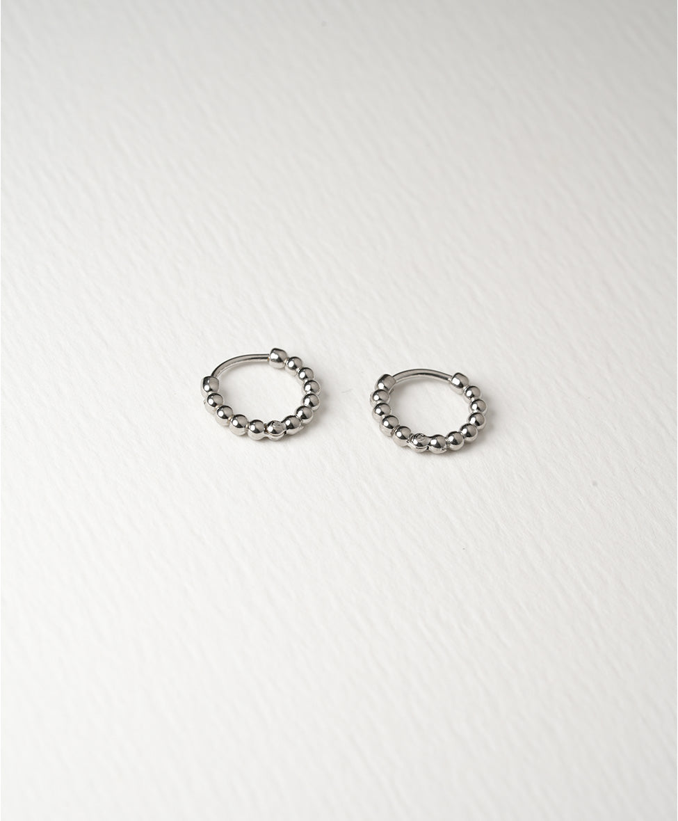 Micro Beaded Hoops /SS/ Silver