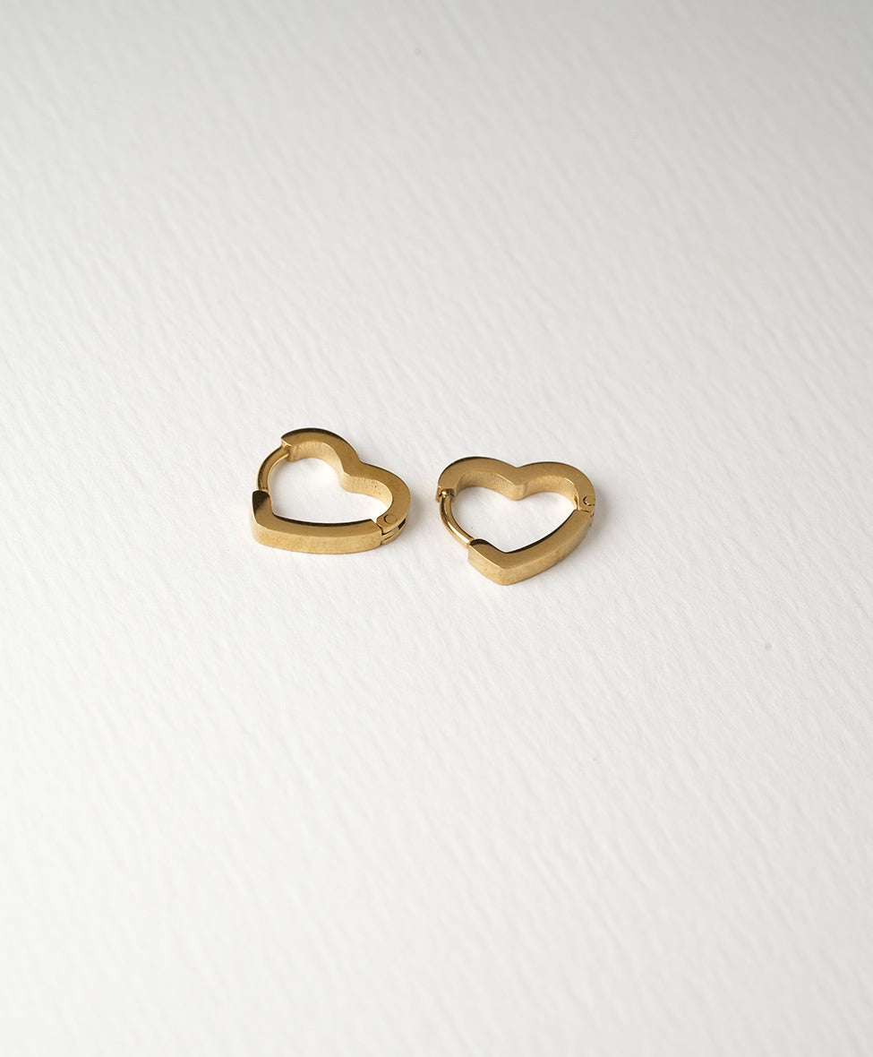 Mini Pave Heart Huggies / SS / Gold