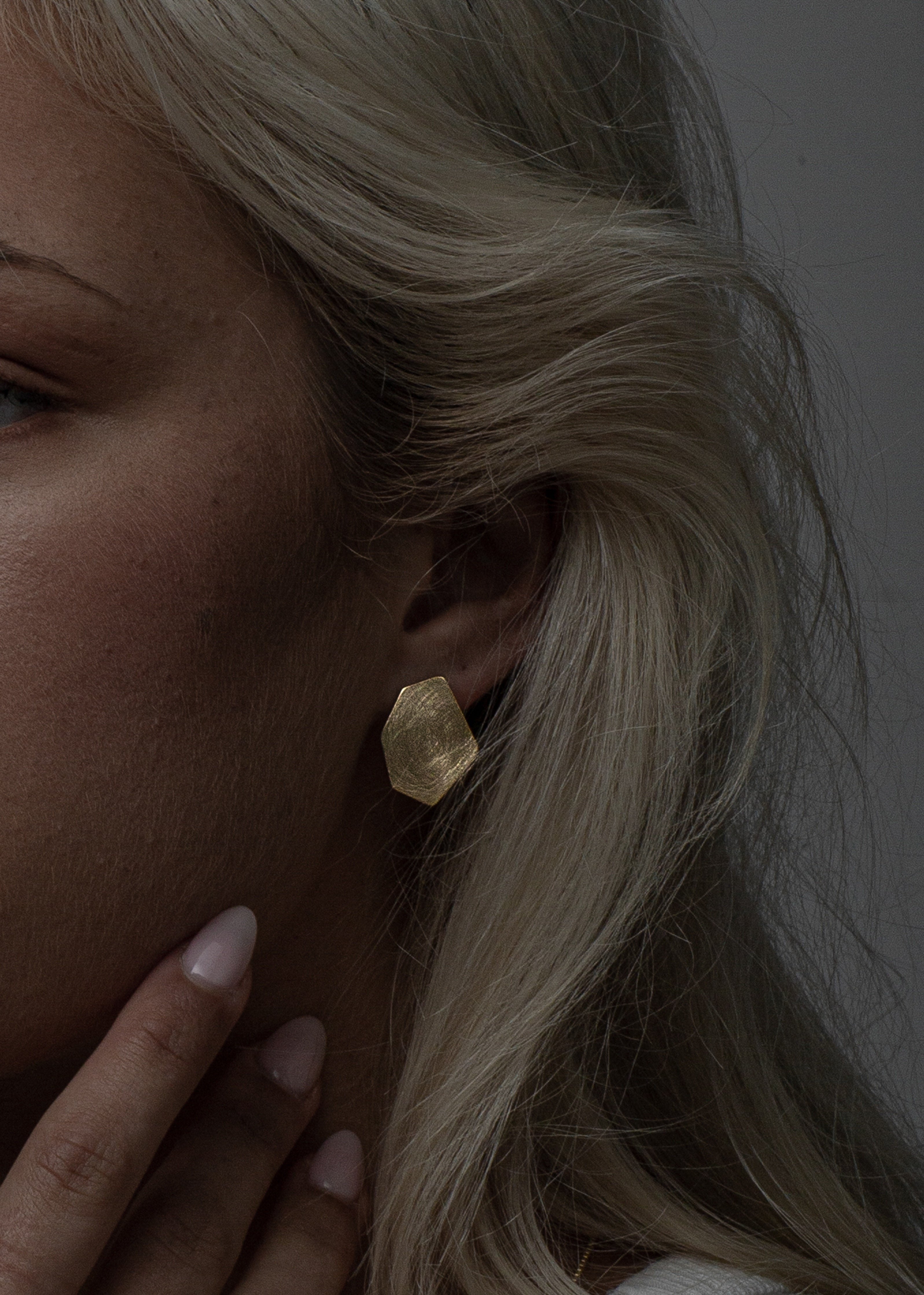 Asymmetrical Hexagon Earrings / Gold