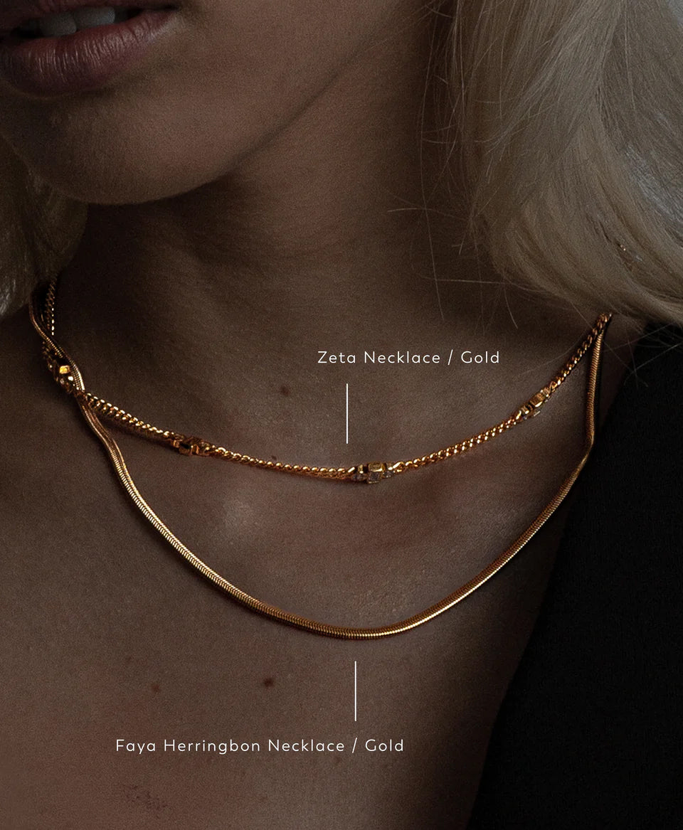 Faya Herringbone Necklace / Gold