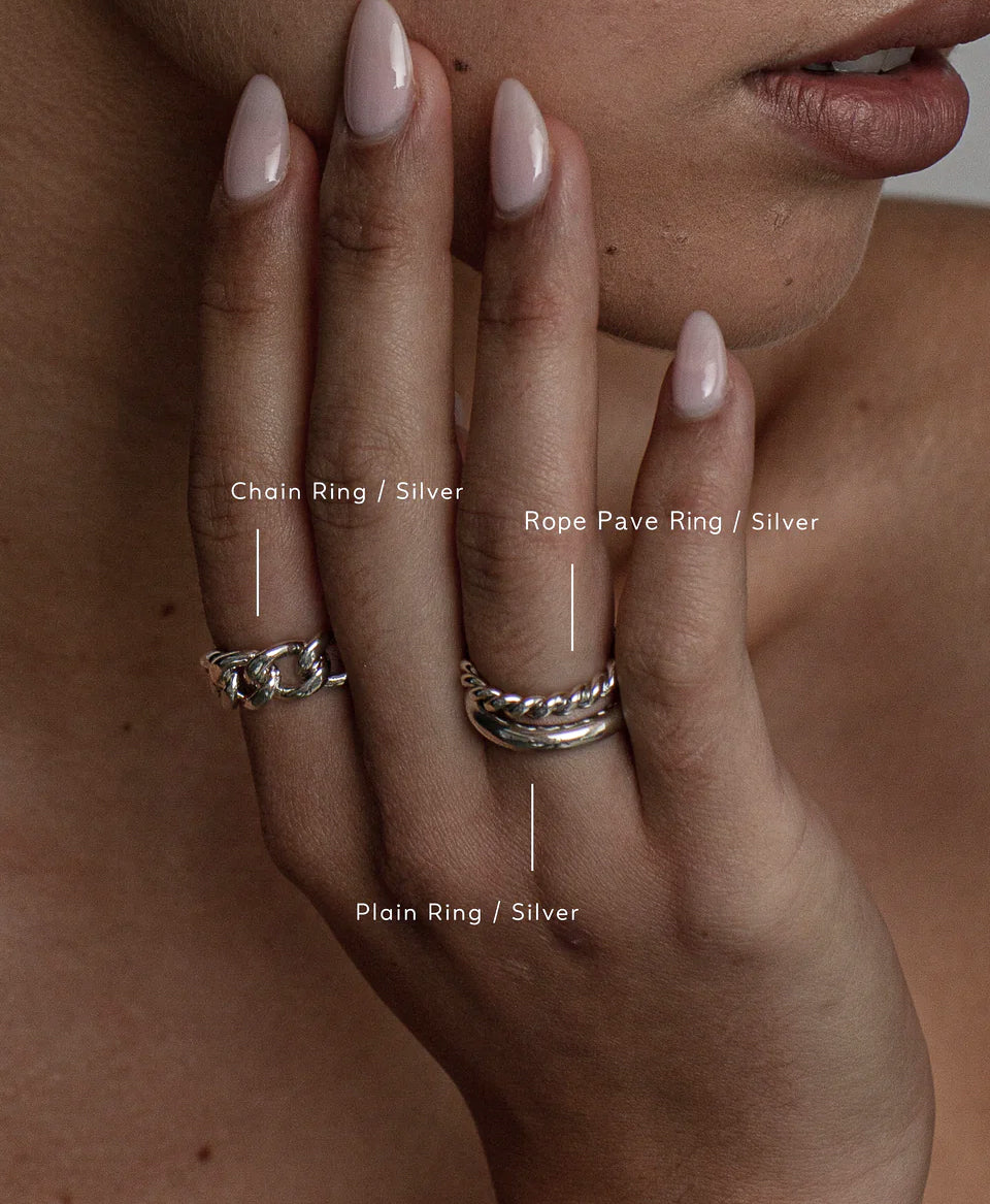 Rope Pave Ring / Silver